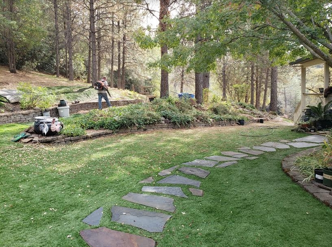 Rural home - front yard before artificial grass grooming